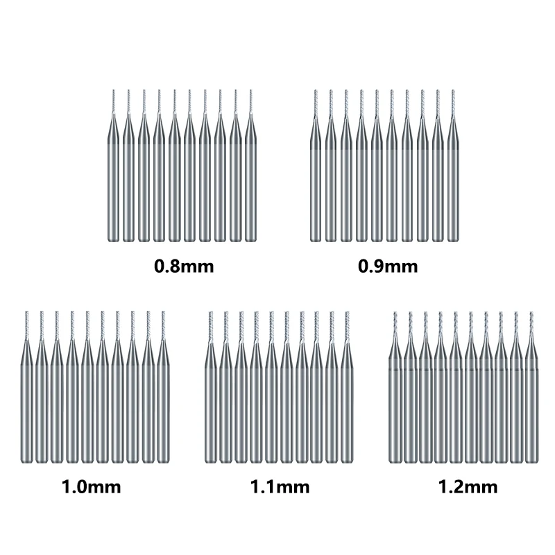 XCAN PCB Milling Cutter 0.8mm 0.9mm 1.0mm 1.1mm 1.2mm Tungsten Steel Carbide End Mill Engraving Bits CNC Router Bit