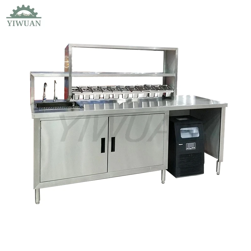 High Quality Professional Stainless Steel Water Bar Counter Milk Tea Fructose Dispensing Machine Coffee Trolleys Counter