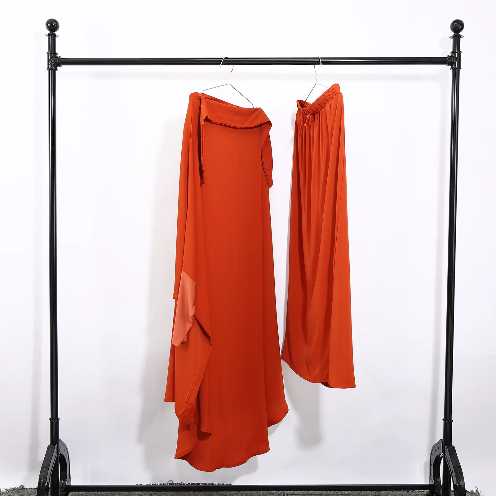 

16 Colors Abaya+Khimar Suit Caftan 2 PCS EID Ramadan Long Hijab Dress Muslim Prayer Garment Dress Suit Women Turkey Dubai Set