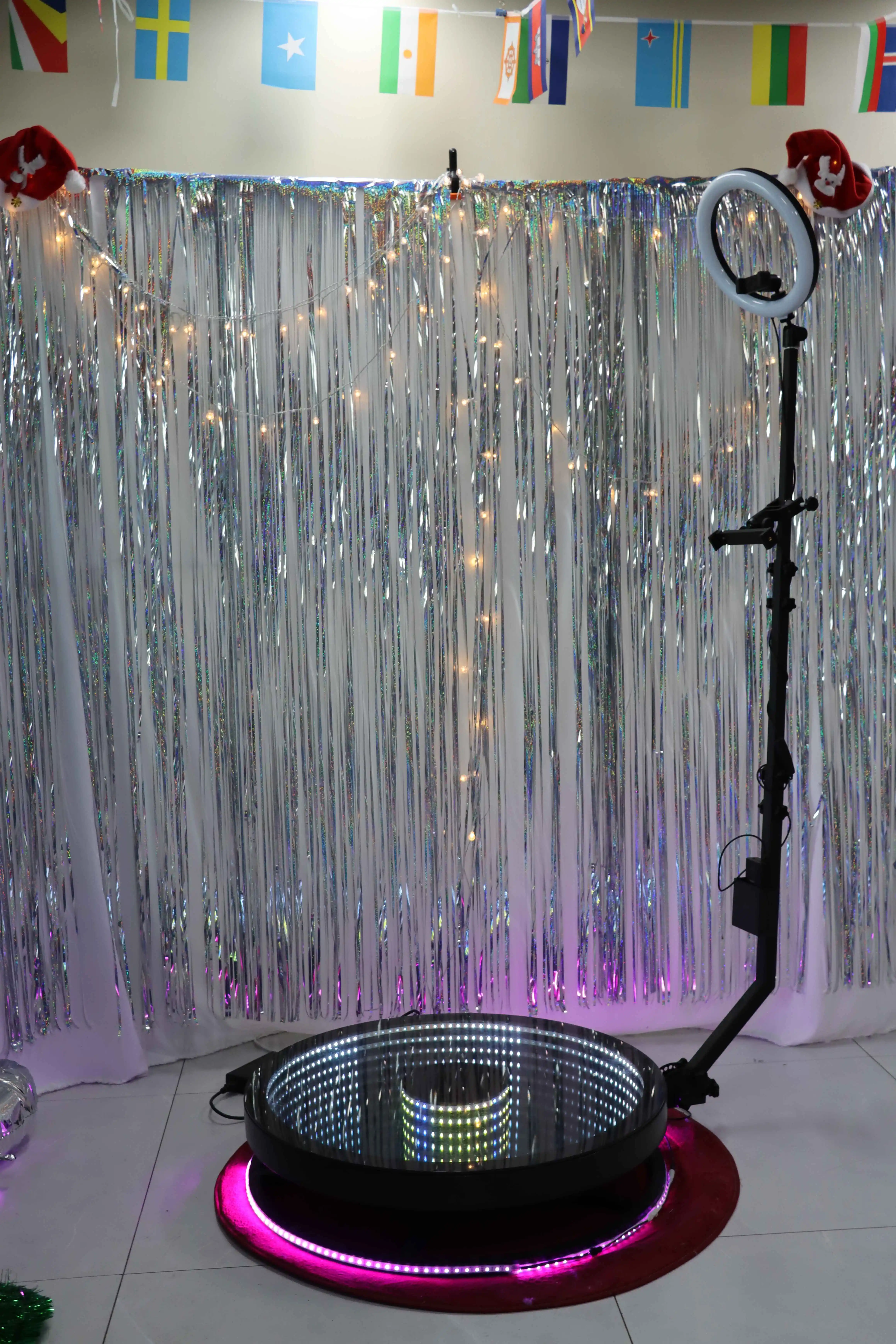 New Camera Portable 360 Degree Photobooth Plataforma Rgb Light Slow Motion Rotating 360 Photo Booth Selfie Video for Party