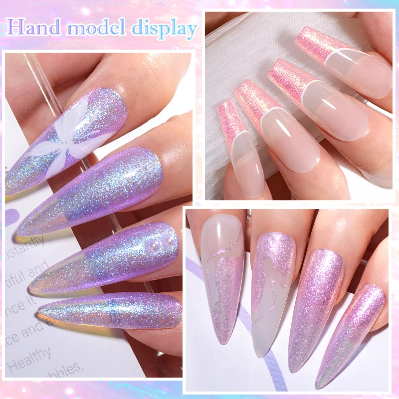 MEET ACROSS 7ml Aurora Dream Color Gel Nail Polish Shimmer Pearls Summer Soak Off UV Gel LED Nail Art Varnish For Manicure