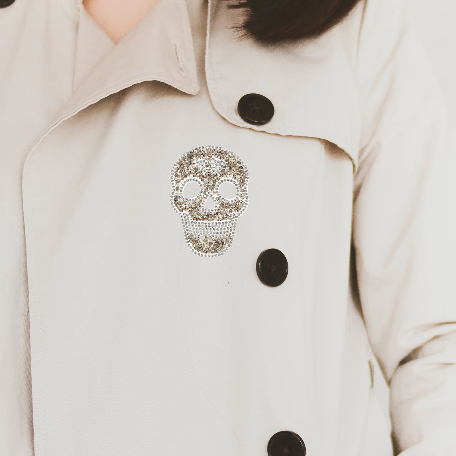 

5 Pcs Hot Drill Patch Skull Applique Sew in Clothing Patches Rhinestone Iron Stickers Bride