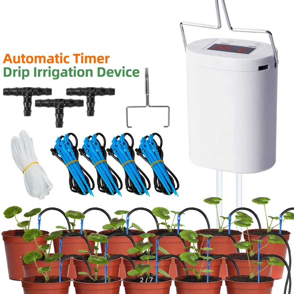 

Home Sprinkler Drip Irrigation Device 2/8/16 Heads Pump Automatic Timer Waterers Drip Irrigation Indoor Plant Watering Device
