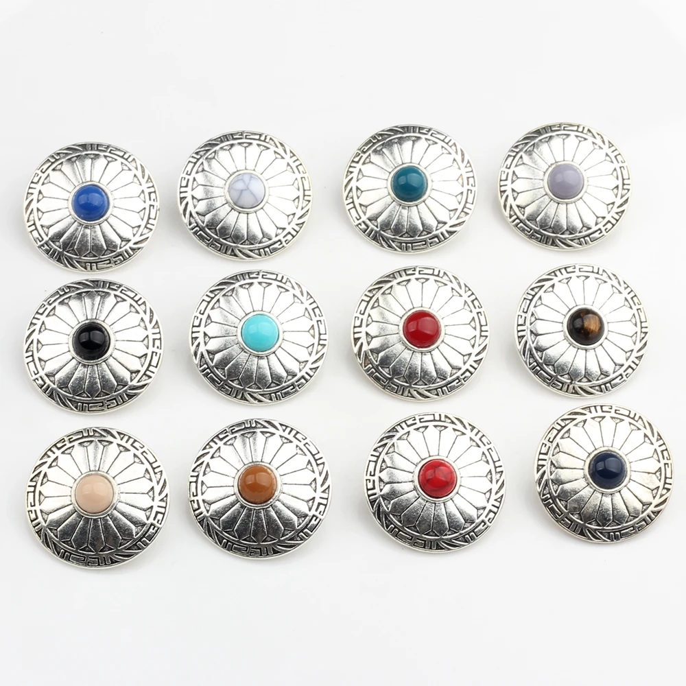 Zinc Alloy Round  Sunflowers Buttons Charms For DIY CONCHO Charms 3pcs/lot 30MM Jewelry Accessories