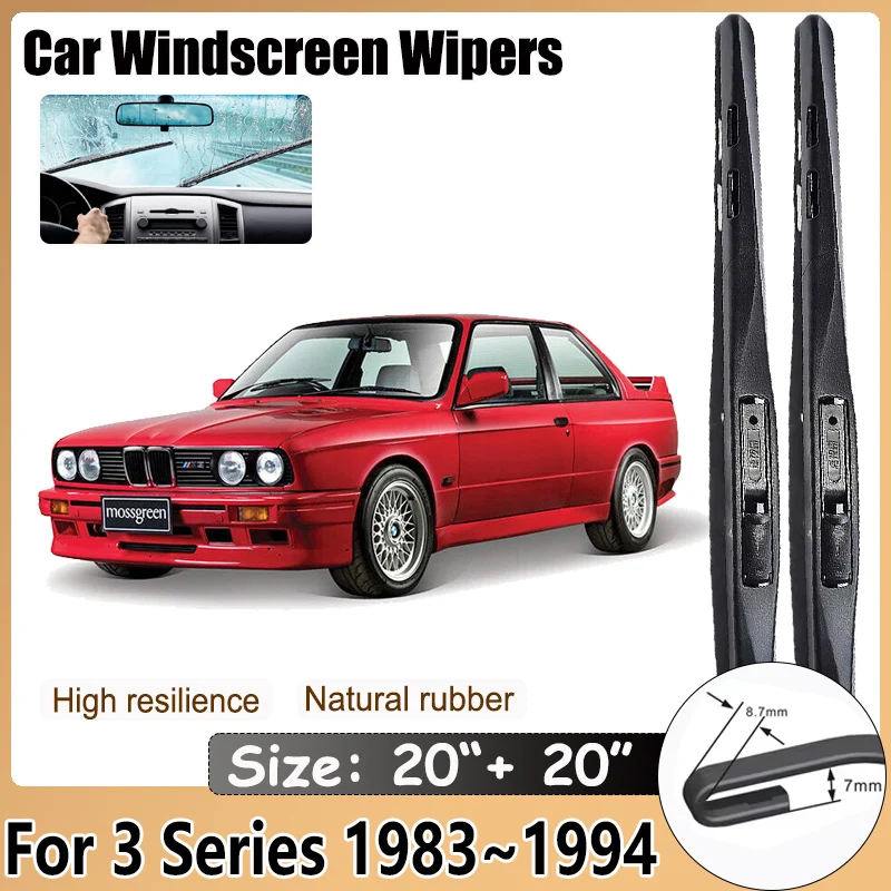 Car Accessories for BMW 3 Series E30 1983~1994 1984 1985 1986 1987 Windshield Wipers Hybrid Rubber Blade Window Cleaning Brushes