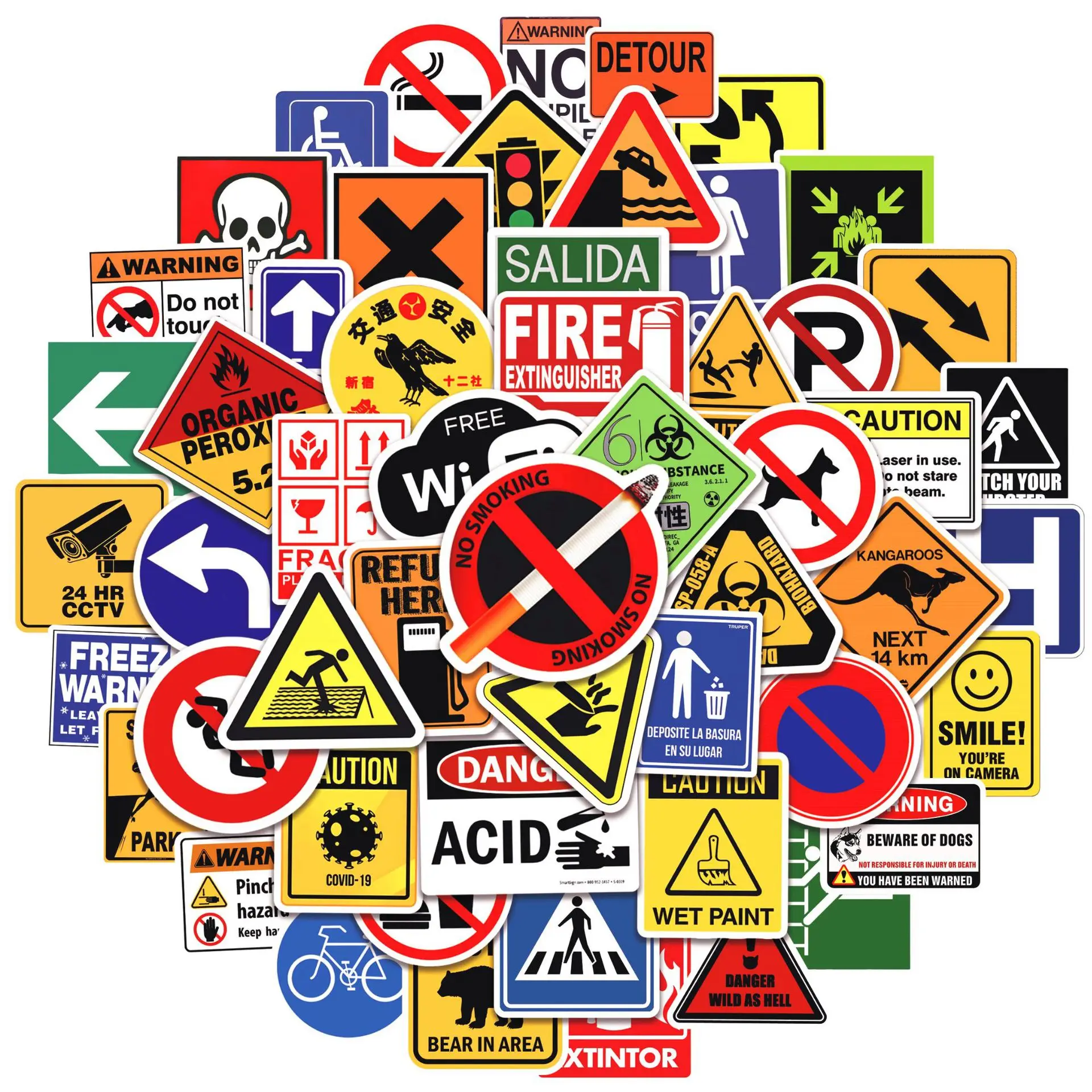 

10/30/50/100pcs Danger Banning Warning Graffiti Stickers Decals for Laptop Luggage Bike Car Motorcycle Helmet Cool Sticker Toys