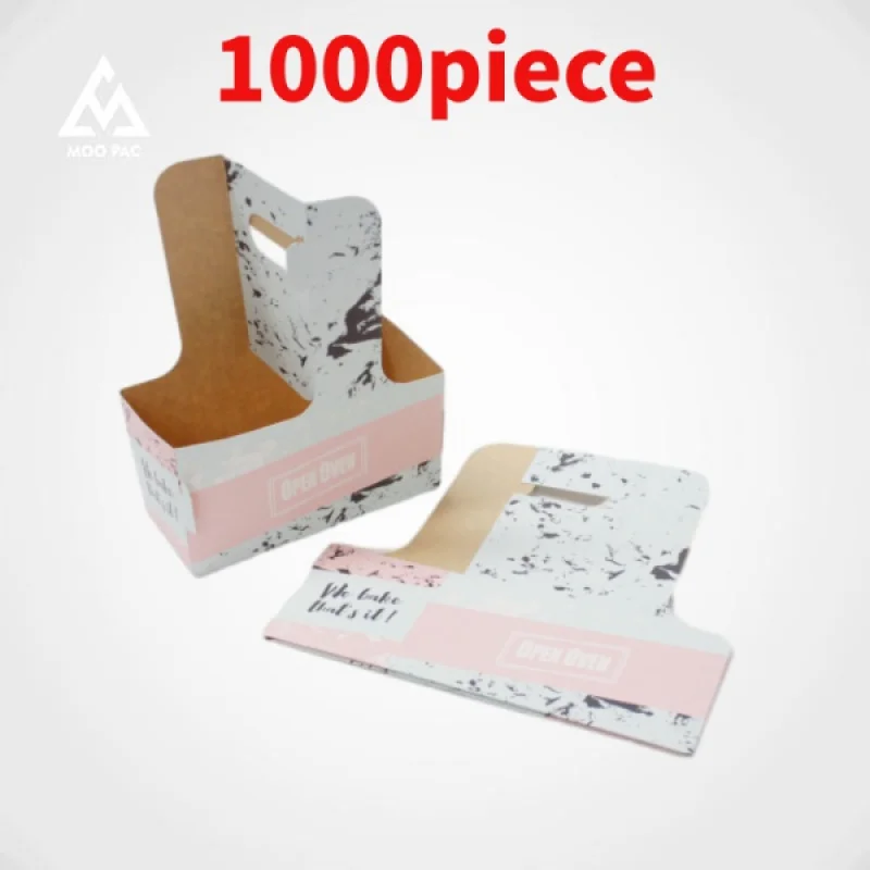 10 00piece.Custom.Disposable Recyclable Custom Kraft Coffee Paper Cup Holder Printed Take Away 1 2 4 6 Cup Pack