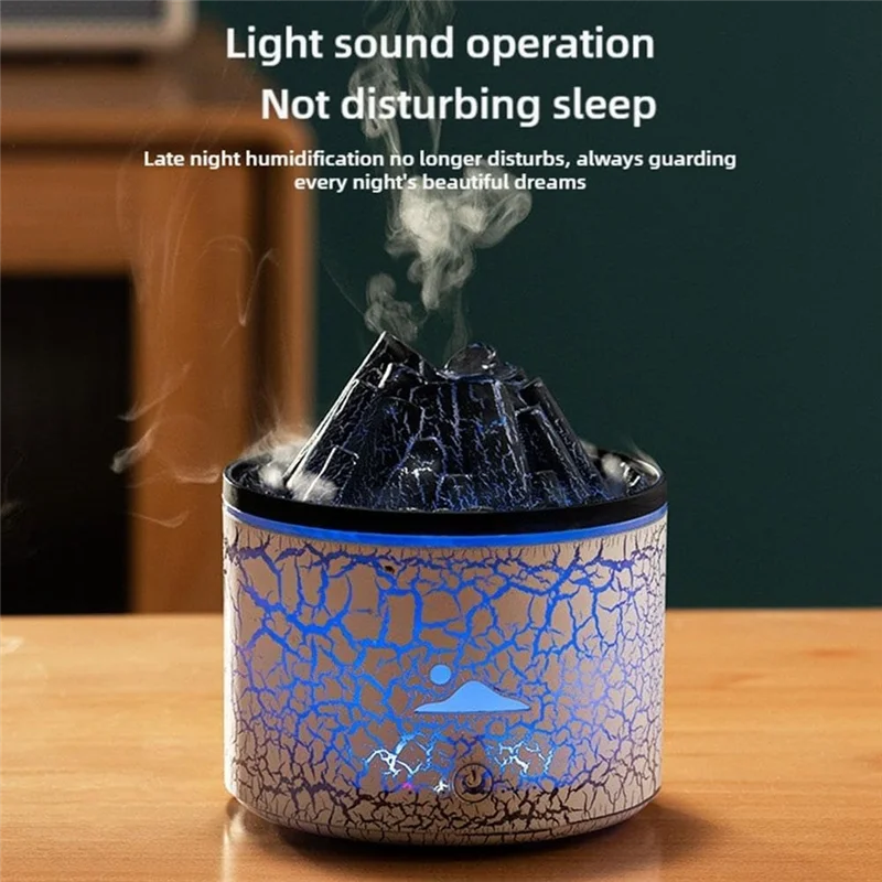 A88X 180Ml Essential Oil Diffuser Volcano Humidifier Withflame Aroma, Jellyfish Mist, 7 Color LED, Auto Off Forhome Office White
