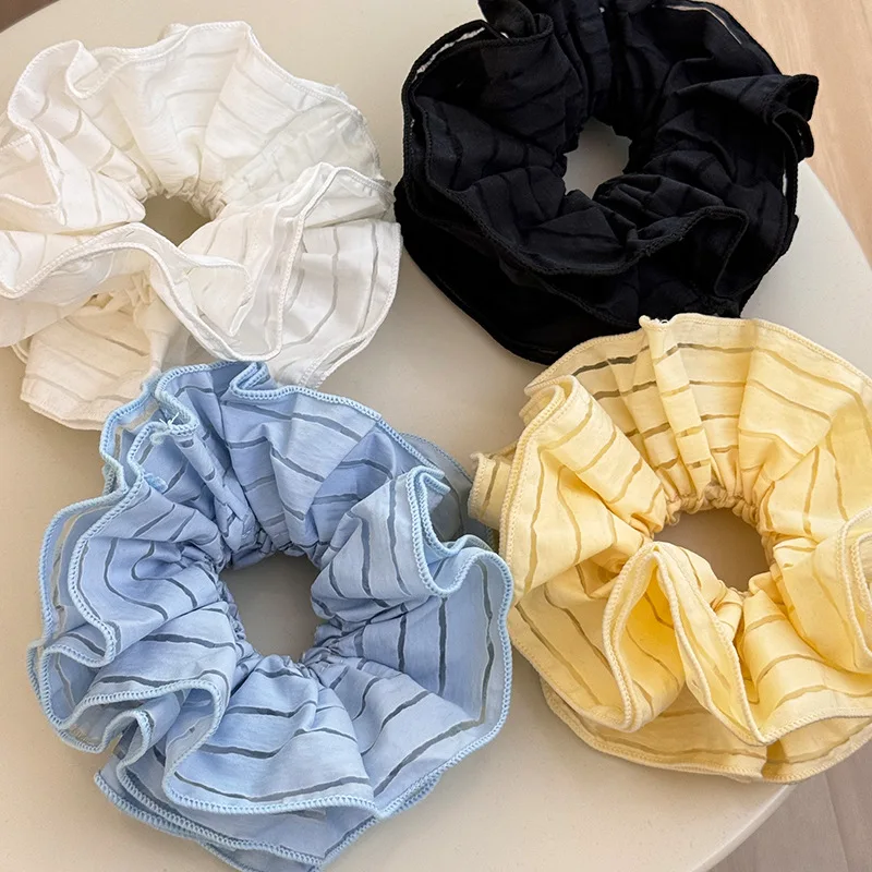 

Sweet new striped hair bands for girl women scrunchies ties korean accessories elastic makeup kpop adults leading fashion new in