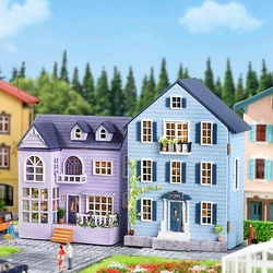 DIY Mini Wooden Doll House Assembly Building Model Pink Princess Villa Architecture Kit 3D Puzzle Dollhouse With Furniture Gifts