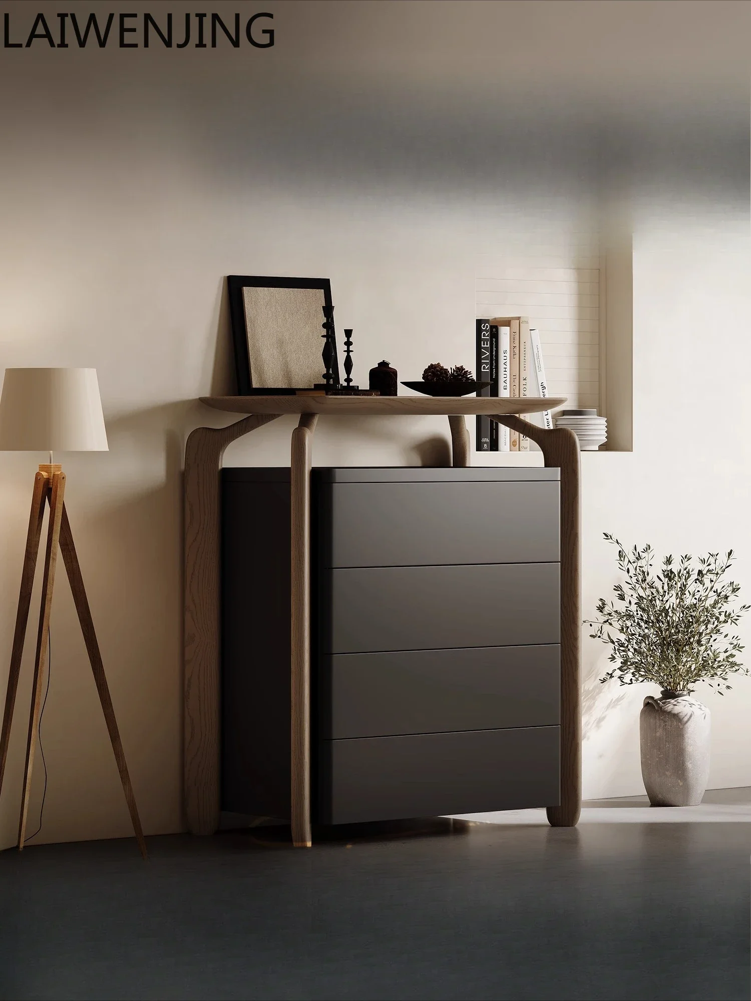 MJY hollow four-chest cabinet Italian minimalist large-capacity creative storage solid wood baking paint