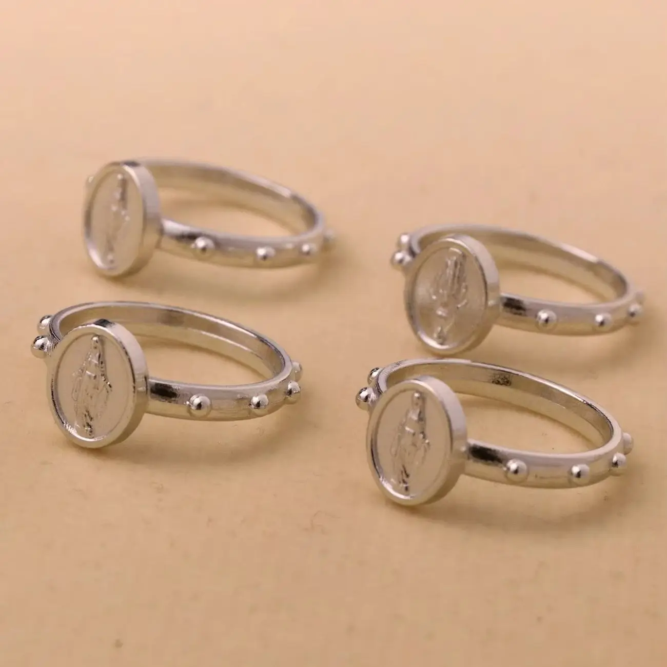 30 Uds. Anillo de Rosario Católico Medalla Milagrosa medalla de Nuestra Señora medalla de la Virgen María anillo de dedo portátil joyería para Rosario de una década