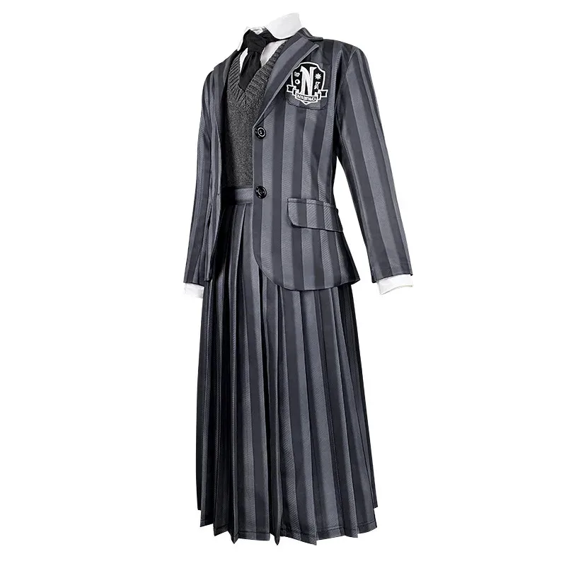 

CyWednesday Adams cosplay costume Adams Wednesday school uniform jacket vest shirt dress adult Halloween costume