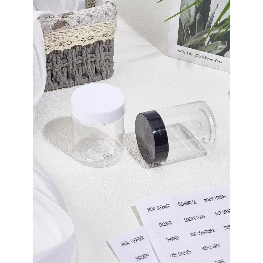 2Pcs 80ml Transparent Plastic Empty Portable Facial Cream Jar Refillable Cosmetic Containers Plastic Jars with Lids Column