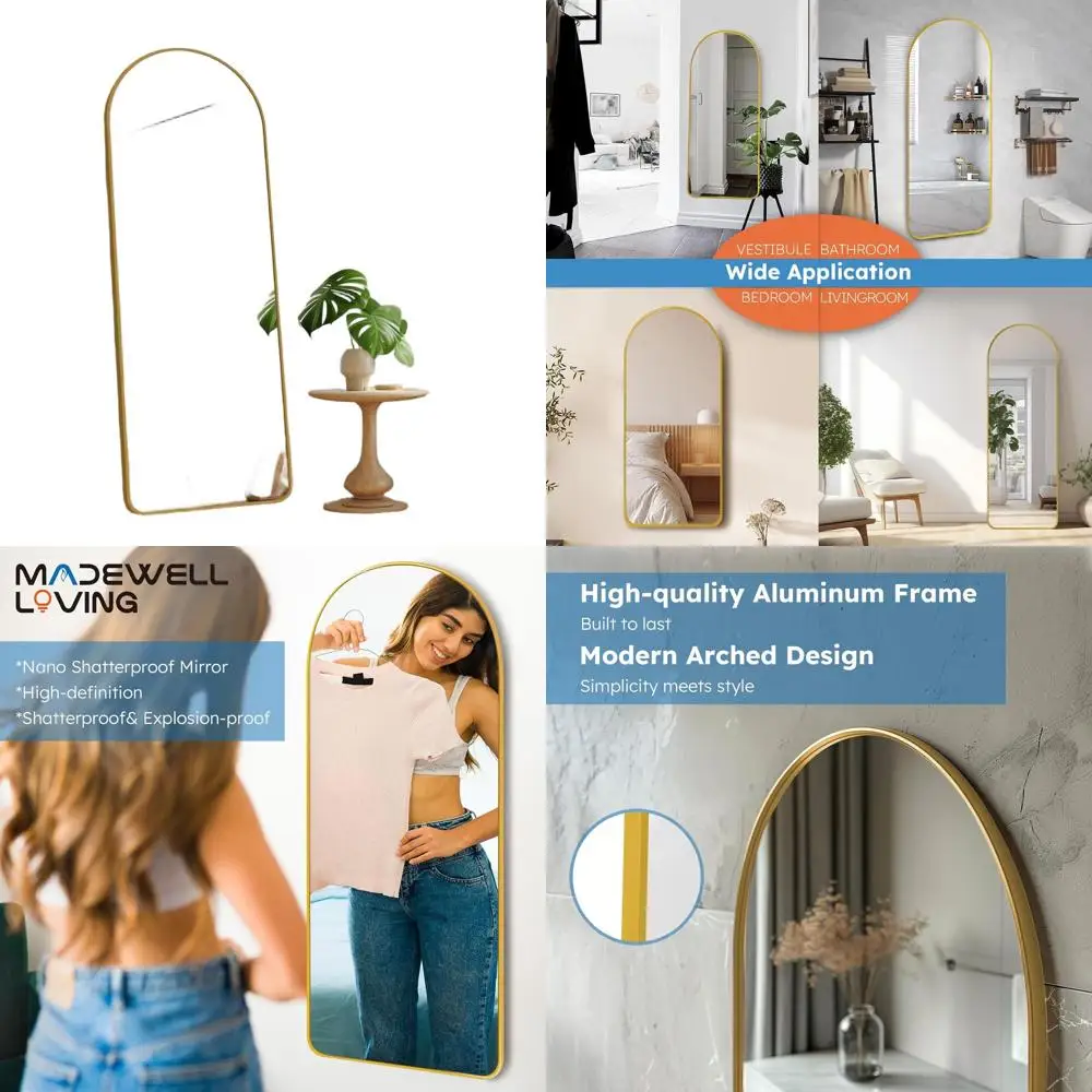 

56x19 Triple-Function Mirror with Stand, Ideal for Bedroom and Living Room, Tempered Glass, Space-Saving Design