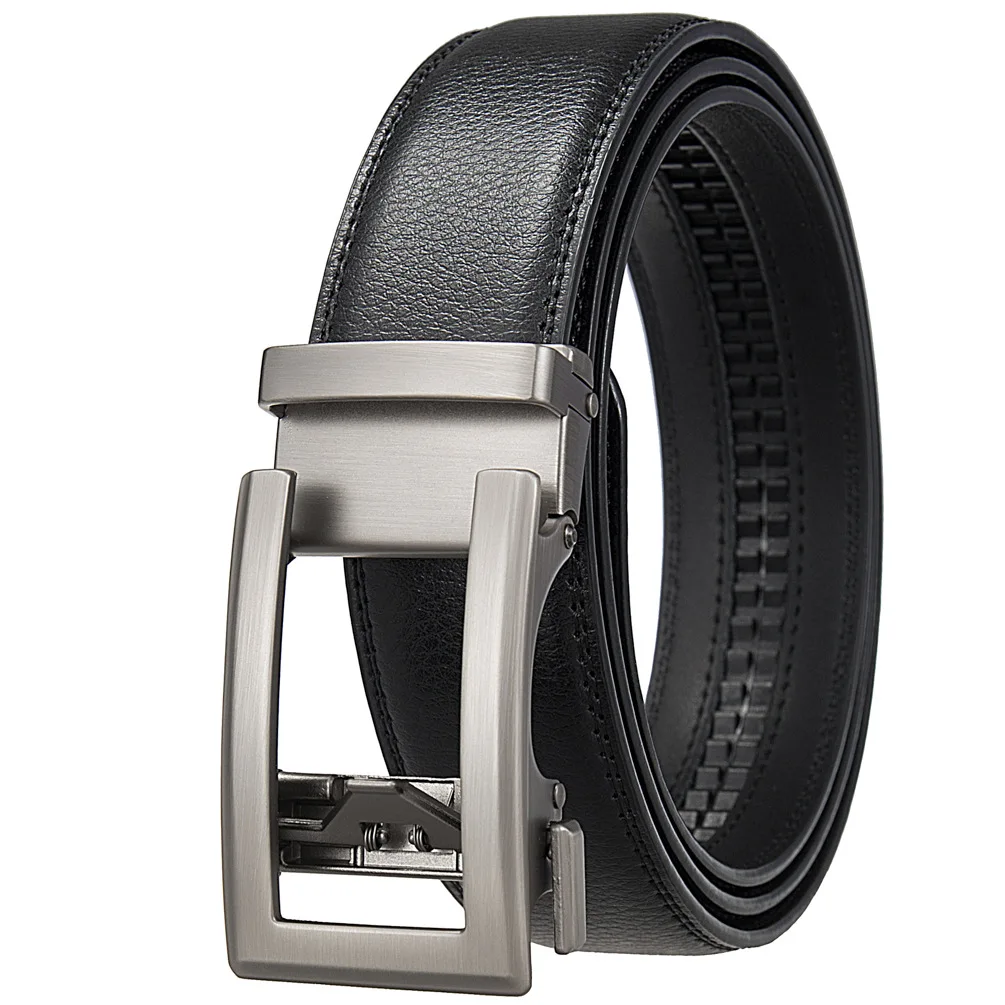 3,5 cm breiter Luxus-Designer-Ledergürtel für Herren mit automatischer Ratschenschnalle, Übergröße, blau, schwarz, braun, formelles Accessoire – Detail 1