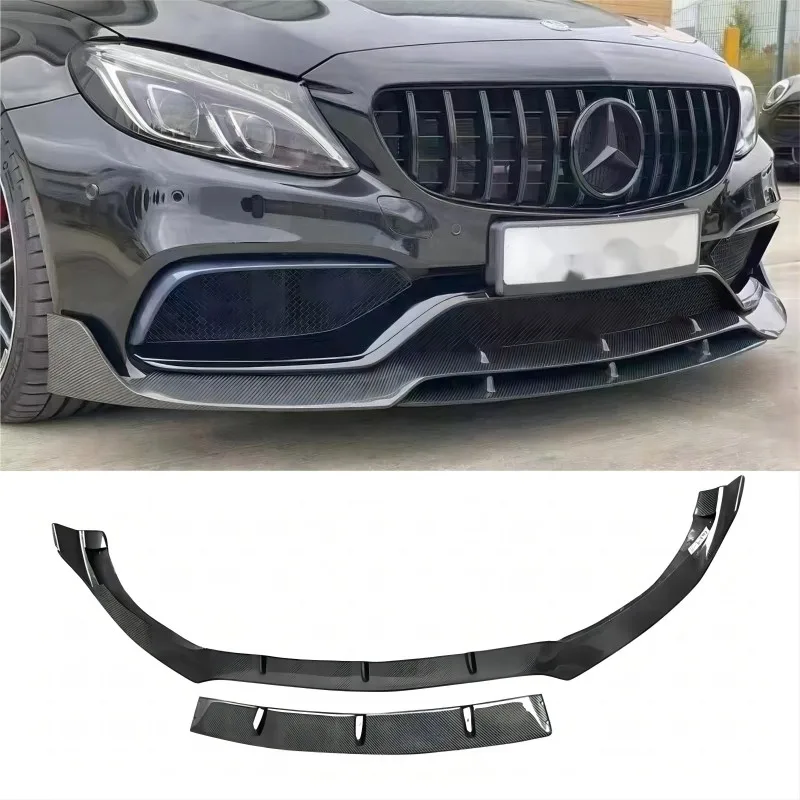 For Mercedes Benz C Class W205 AMG C63 2015-2019 Brabus Style Front Chin Spoiler Carbon Fiber Car Front Bumper Lip Front lip