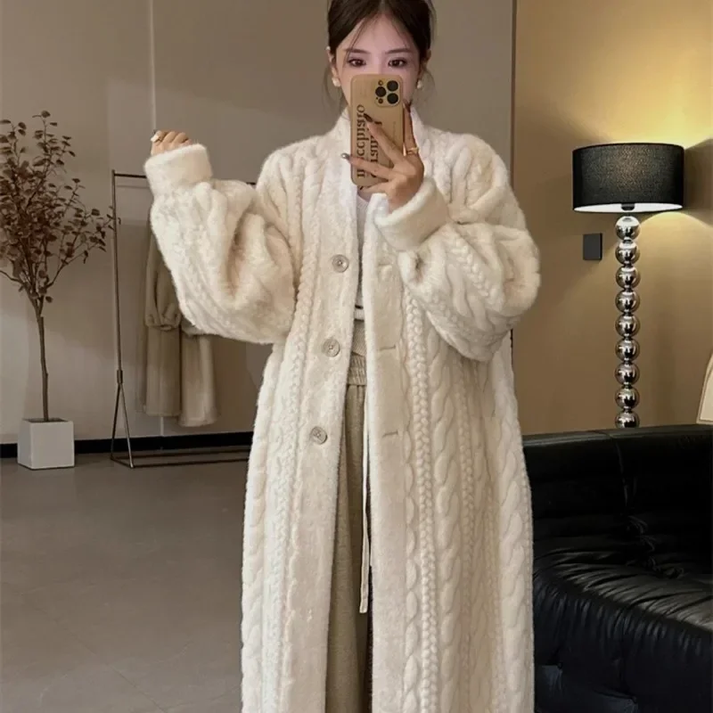 

Faux Fur Coat Women Casual Warm Fashion Thicken Soft Fluffy Parka Female Solid Long Sleeves Loose Korean Outwears Lady