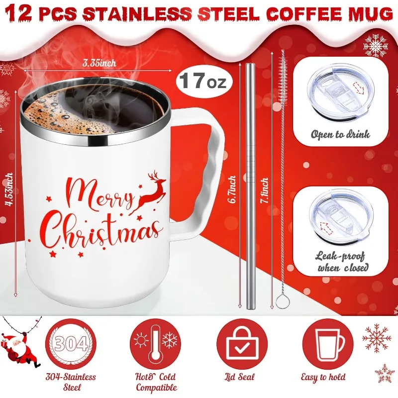 12 Pcs Christmas Employee Appreciation Coffee Mug Gift 17oz Cup with Handle