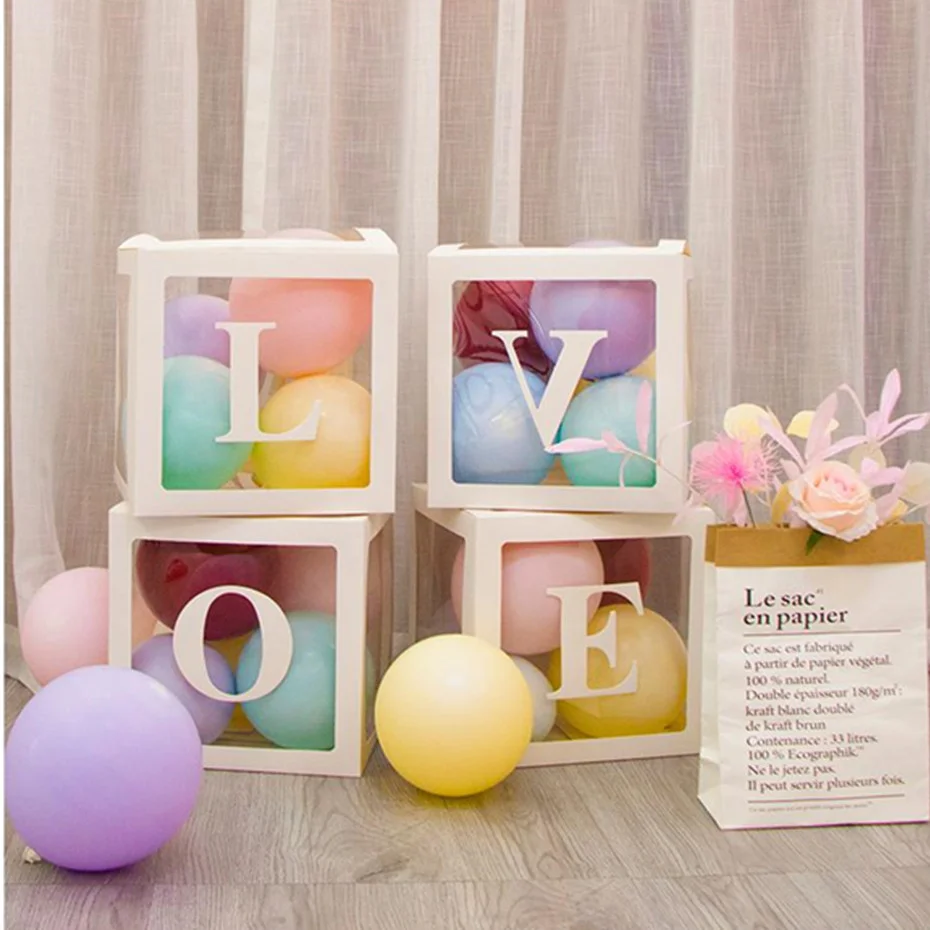 

Customize Letter Transparent Name Baby Shower Balloon Box 1st Birthday Party Decoration Kids Boy Girl BabyShower Wedding Decor