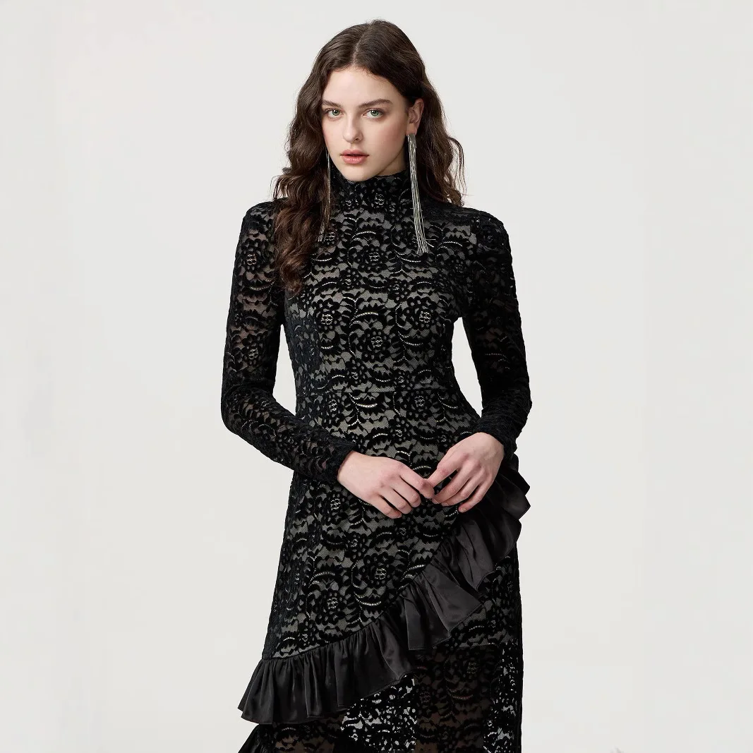

Xy- 240901 Fashion Women's Slim Fit Velvet Dress Evening Gown Party Gathering Mermaid Dress Dress Robe Vestido Women Party