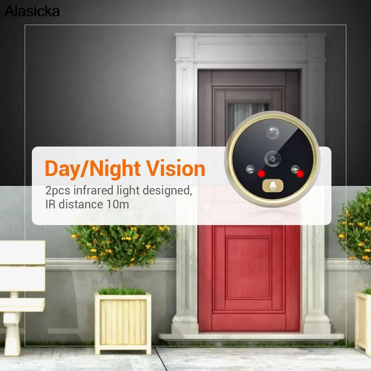 2.8 Inch LCD Display Smart Video Doorbell Motion Detection Li-ion Battery Nighttime Doorbell Camera Auto Photo & Video Cats Eye