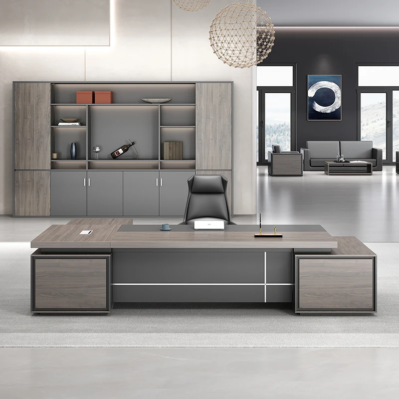 مكتب بتصميم بسيط وحديث، تخزين عتيق، خزائن مكاتب فاخرة وخفيفة عالية الجودة، أثاث تنفيذي Mesa De Escritorio #1