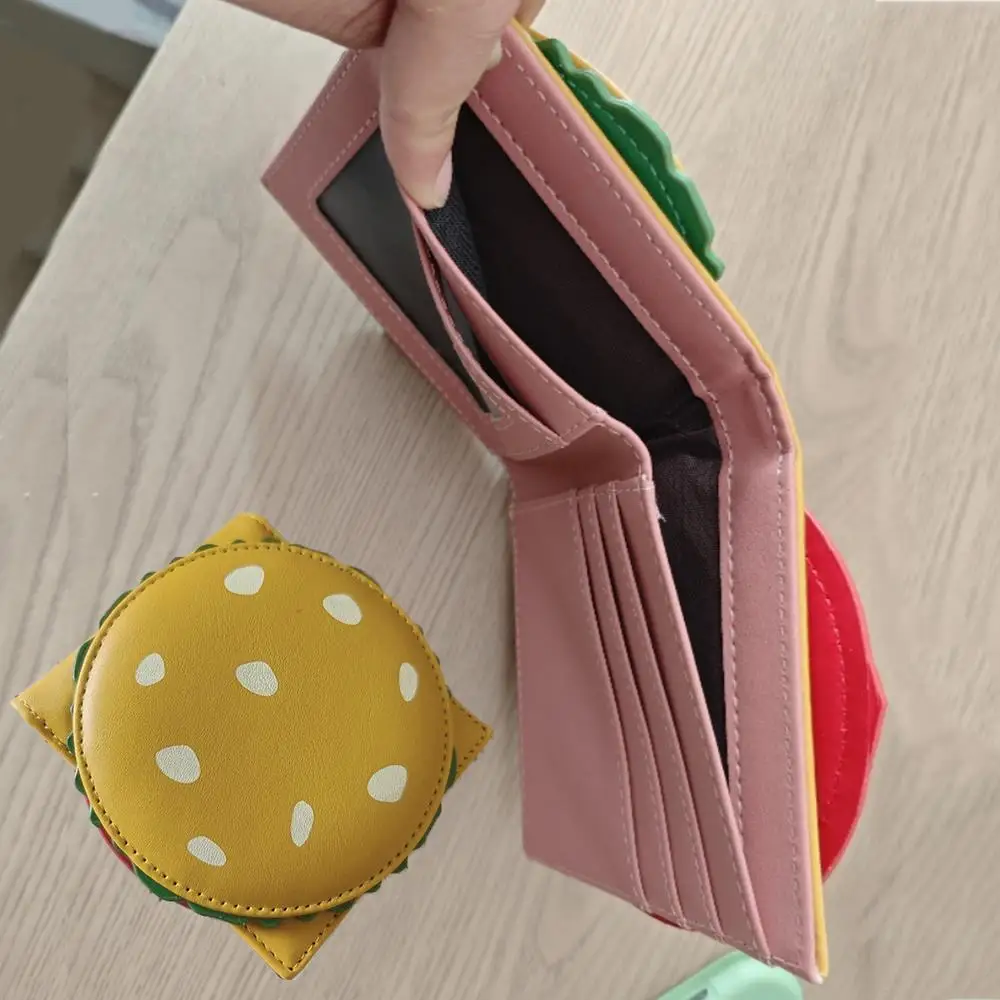 HOT Cute Small Wallets Burger Shaped Women's Wallet Designer Men's ID Card Holder Key Storage Bag Short Card Holder Female Purse