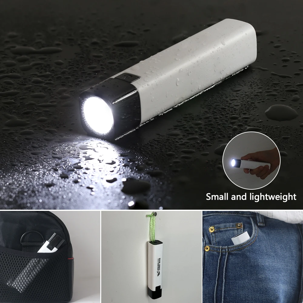 Smiling Shark High Power LED Flashlight Power Bank USB Rechargeable Lamp Ultra Power Torch Light For Outdoor Hiking Camping Lamp