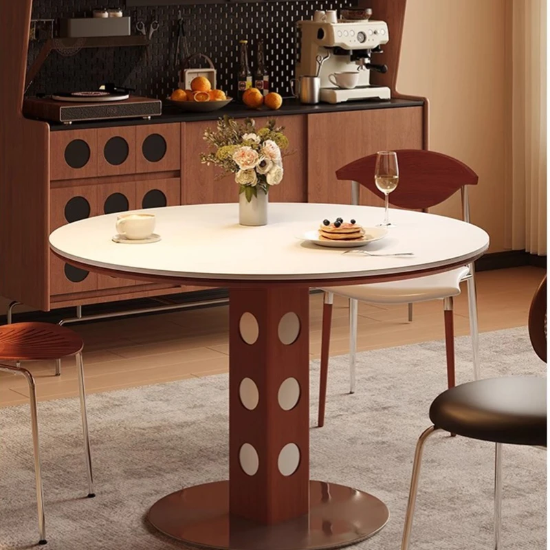 

Nordic Wood Round Dining Table Vintage Decor Unique Design Coffee Dining Table Kitchen Space Saving Design Coffee Furniture