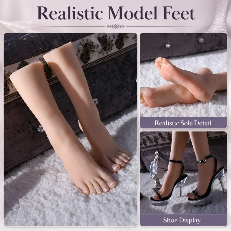 

Large Size Female Simulation Leg Foot Model Real Feet Reverse Mold for Nail Art Display Foot Fetish Props Jewelry Salon T3906
