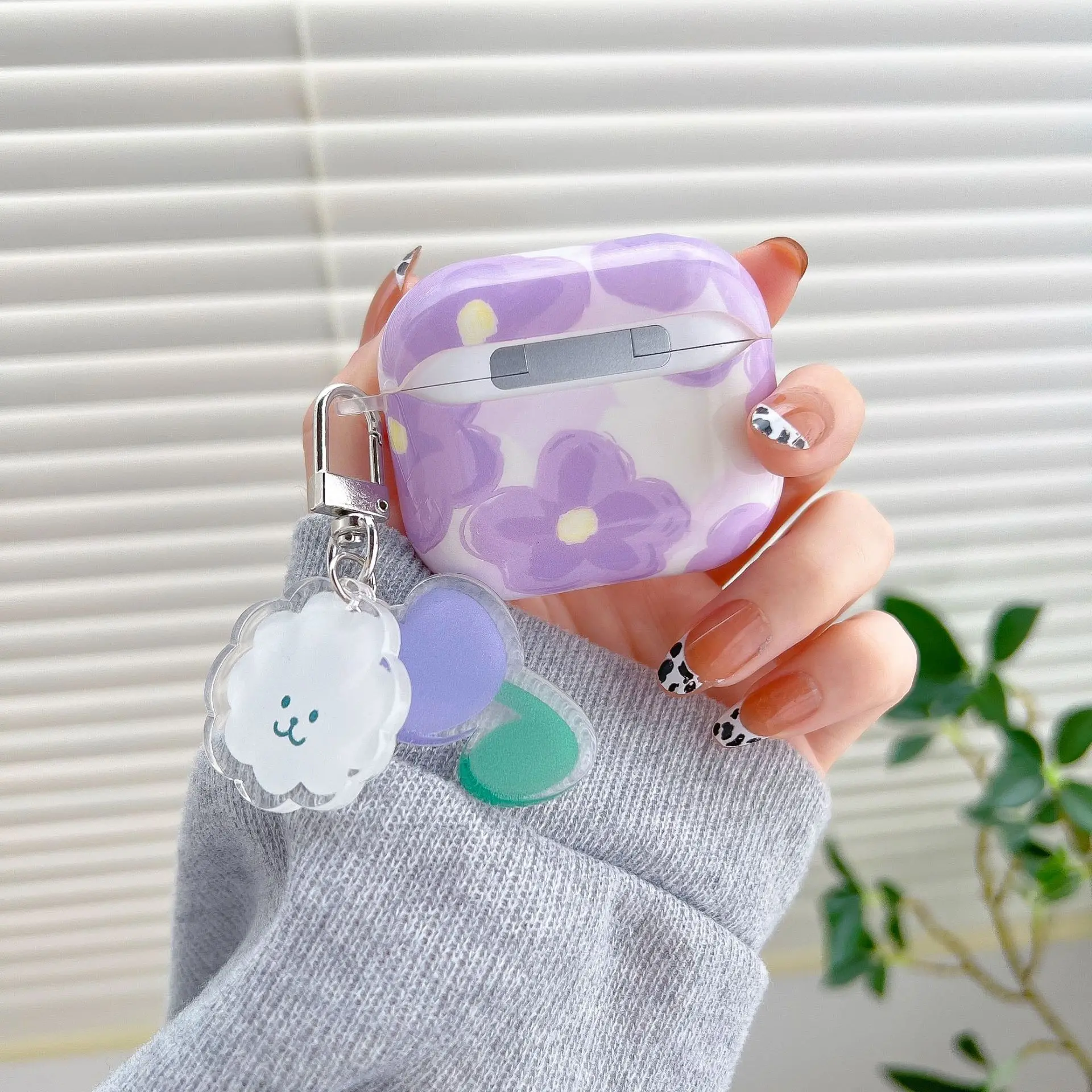 For AirPods pro2 Case Cute Korean bear flower tulip Pendant headphone case Air pods 3 silicone Earphone Cover Soft Shell pattern