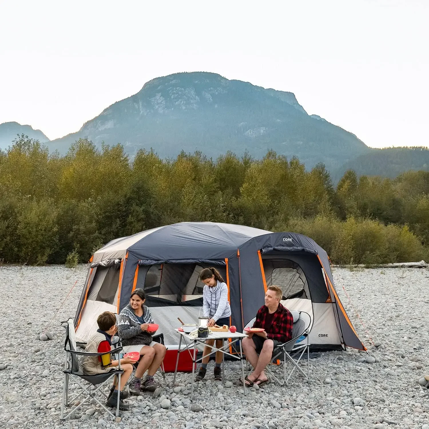 Large Multi Room Tent for Family with Full Rainfly for Weather and Storage for Camping Accessories