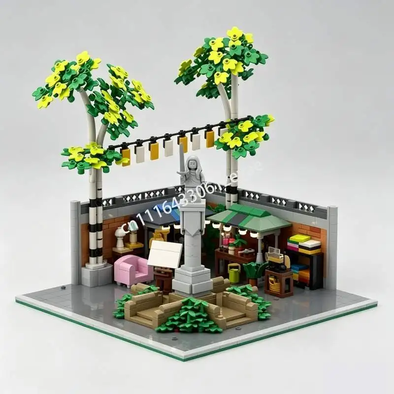 1267Pcs Birch Flea Market Moc Creative Street View Model Custom Building Blocks Assembly Educational Toy Collection Display Gift