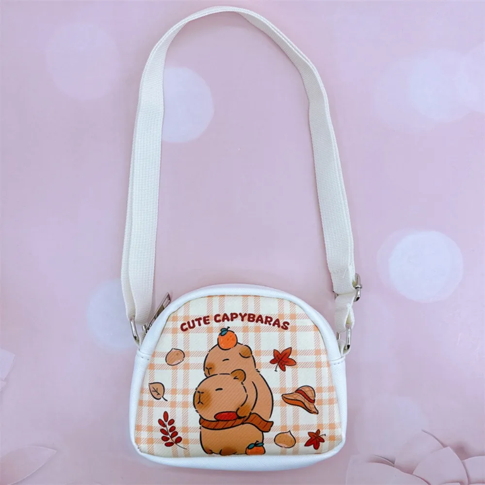 Bolso cruzado de cuero PU para capibara, correas ajustables, bolso de hombro de dibujos animados de mandarina, bolso escolar con dibujos de animales Kawaii para piscina