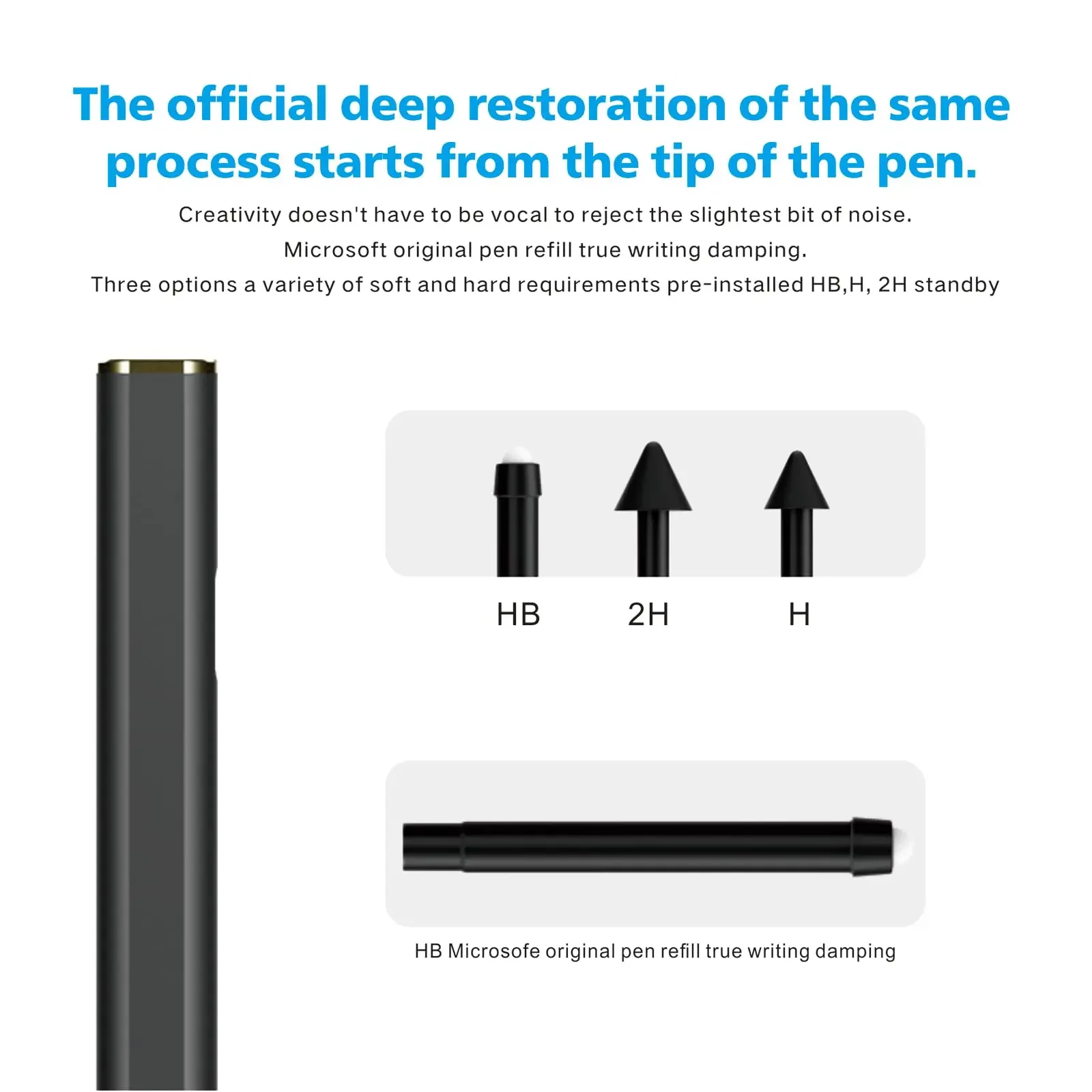 Palm Rejection No Bluetooth Stylus Pen with Eraser Side Button & 4096 Pressure Sensitivity – Compatible with Microsoft Surface