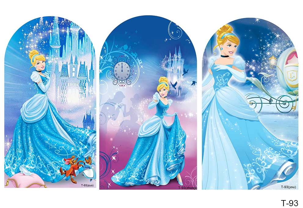 Customized Arch Backdrop 3 Sets Double Sided Fabric Covers for Birthday Wedding Party Events Princess Cinderella