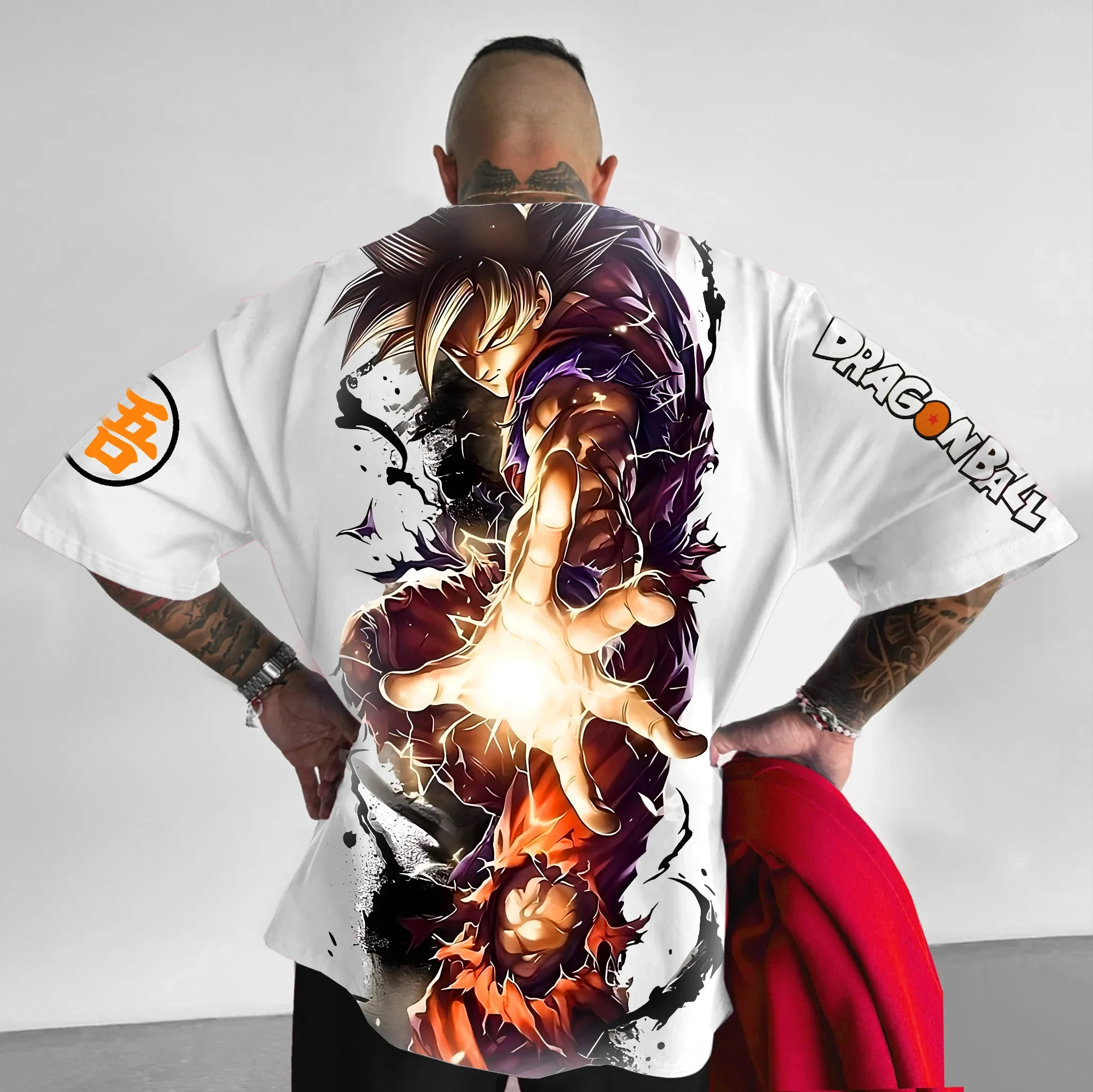 Dragon Ball Anime 2026 Summer New 100%cotton T-shirt Wukong gorgeous pattern trend Short sleeve Y2K loose Harajuku Loose shirt
