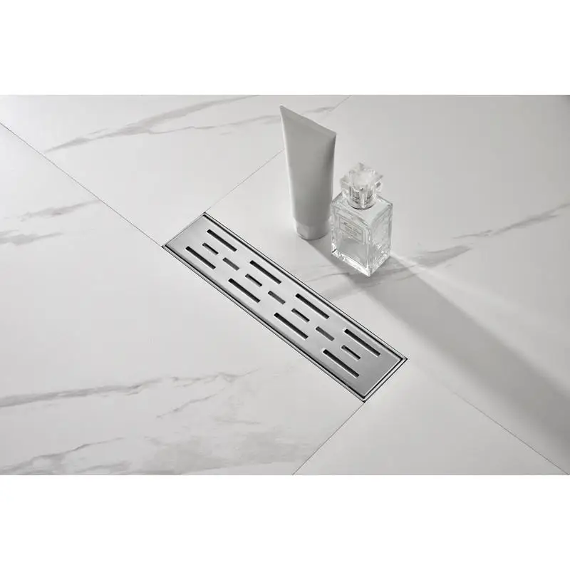 

12-Inch Linear Shower Drain with Removable Brick Grate, 304 Stainless Steel Floor Drain with Hair Strainer & Adjustable Feet