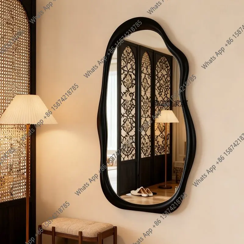 P European Cream Style Floor Mirror Bedroom Dressing Mirror Art Irregular Wall Hanging Special-shaped Designer Model