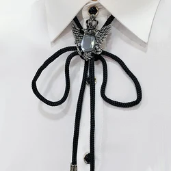 New Bolo Tie Korean Fashion Luxury Retro Men Suit Shirt Collar Accessories Rhinestone Eagle Semi Precious Stone Pendant Bowtie