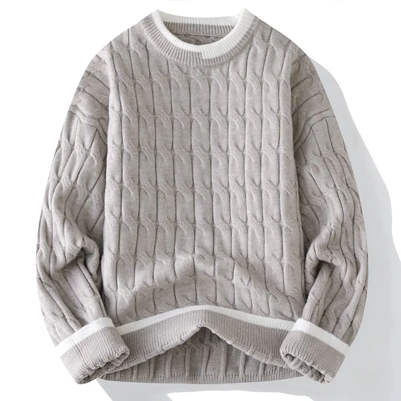 

Europe and America Autumn New Round Neck Sweater Men's Casual Knitted Base Shirt