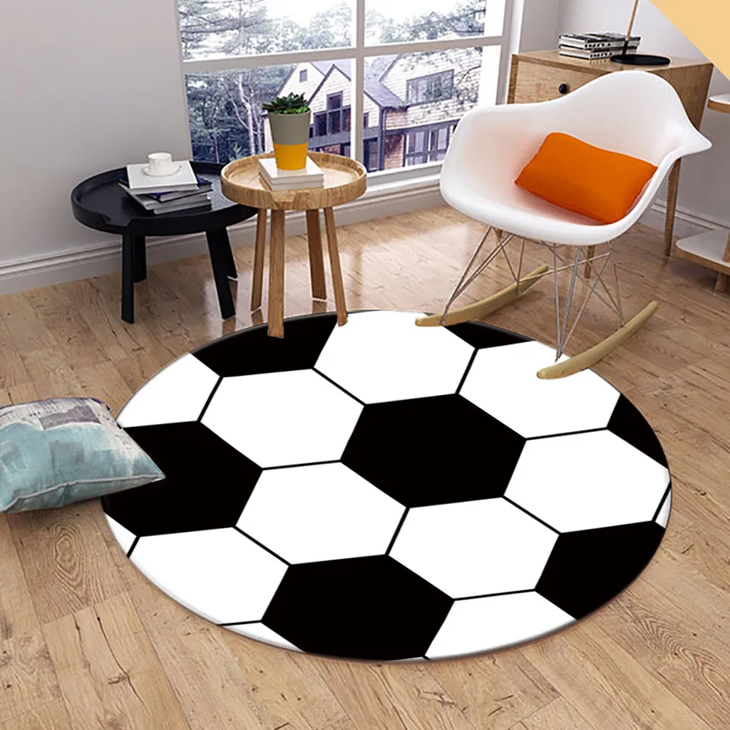 Round Ball Rug Football Basketball Children Bedroom Carpet Living Room Rugs Computer Chair Floor Mat Mode Area Rug