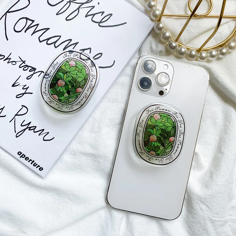 

Clear Flower Leaf Mobile Phone Holder Stand Fold Finger Grip Bracket Accessories Socket For iPhone 15 16 Xiaomi Holder