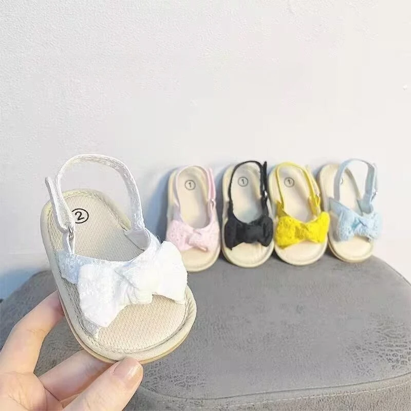 Summer Girls' Infant Shoes Breathable Non Slip Bow Sandals Preschool Children's Rubber Sole 0-18M