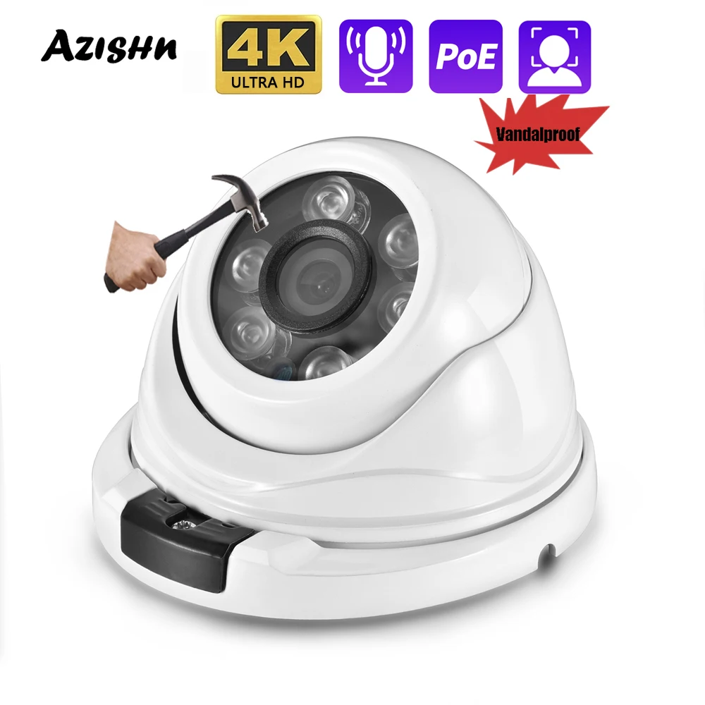 XMEYE 2.8mm H.265 4K 8MP 5MP 4MP IP Camera Indoor Outdoor Dome Face Detect POE Audio VandalProof P2P Video CCTV  Surveillance