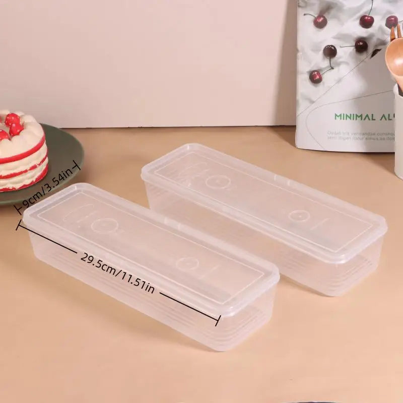 هوا هوا 1/4 قطعة حاويات تخزين المواد الغذائية المستطيلة الطويلة البلاستيكية القابلة لإعادة الاستخدام الثلاجة المنظم صناديق اكسسوارات المطبخ