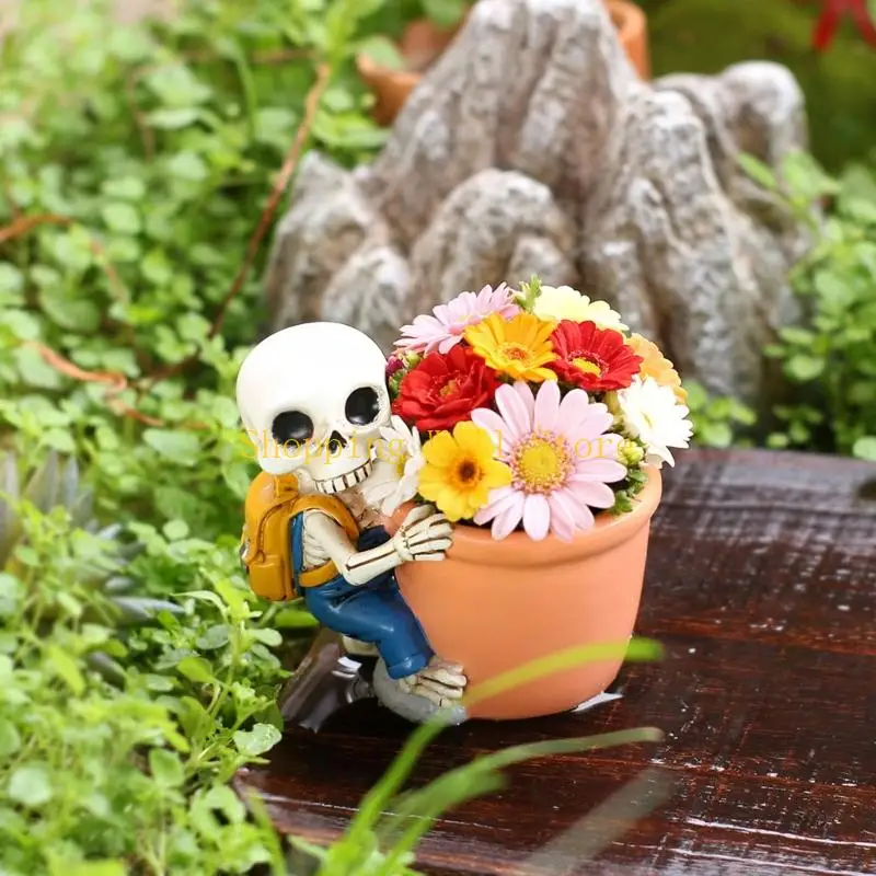 KX4B Artistic Bone Backpack Planter Perfect For Adding Fun To Your Garden Space
