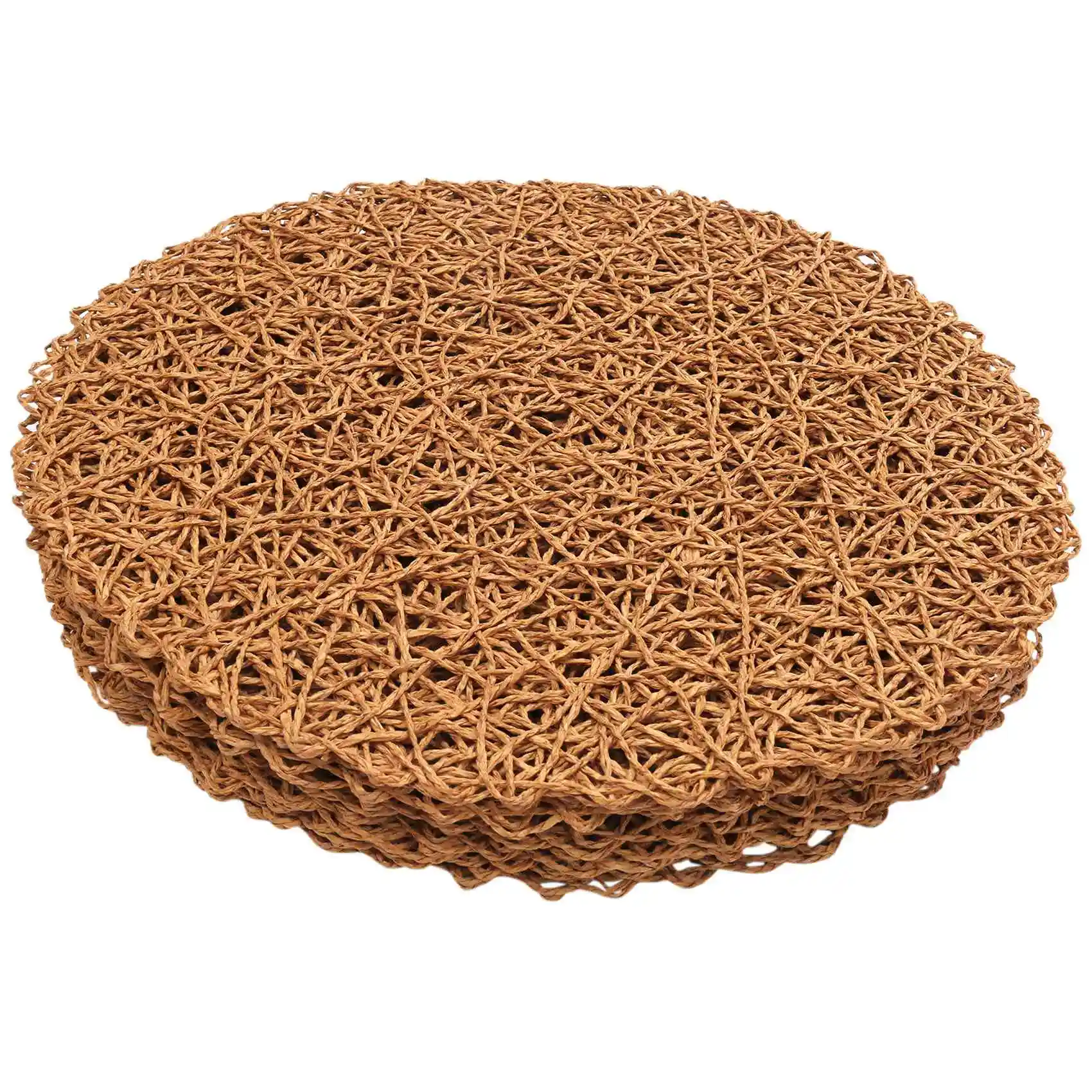 Round Paper Woven Placemats,Decorative Rope Mesh Place Mats for Dining, and Wedding 12PCS