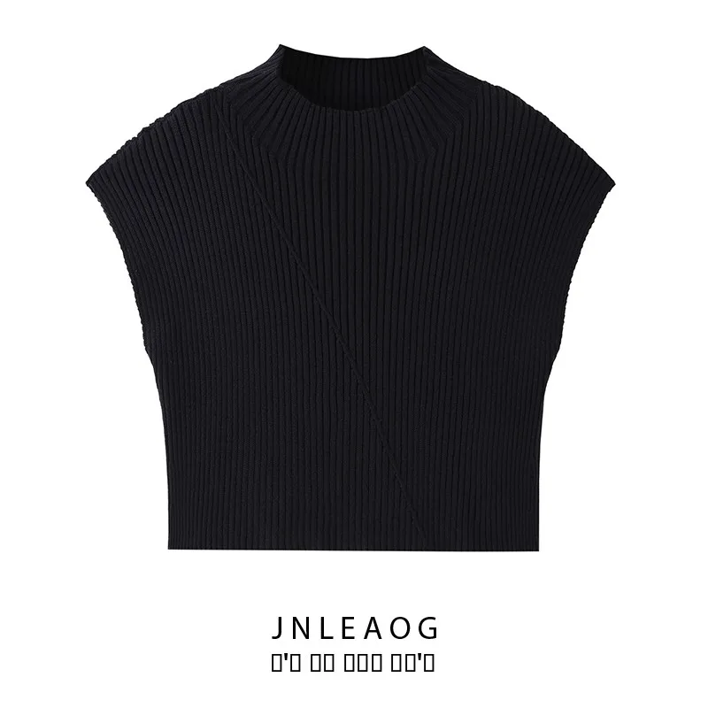 

Faionable Ribbed Vest-Sle Knitwear JNLEAOG Women's Autumn New Arrival Polyester Fiber Loose Fit Overhead Sle